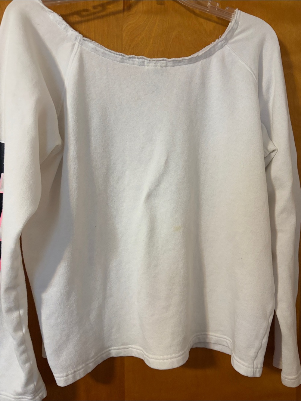 PINK Victoria's Secret White Long-Sleeve Crew with Pink & Black Logos - Picture 6 of 7